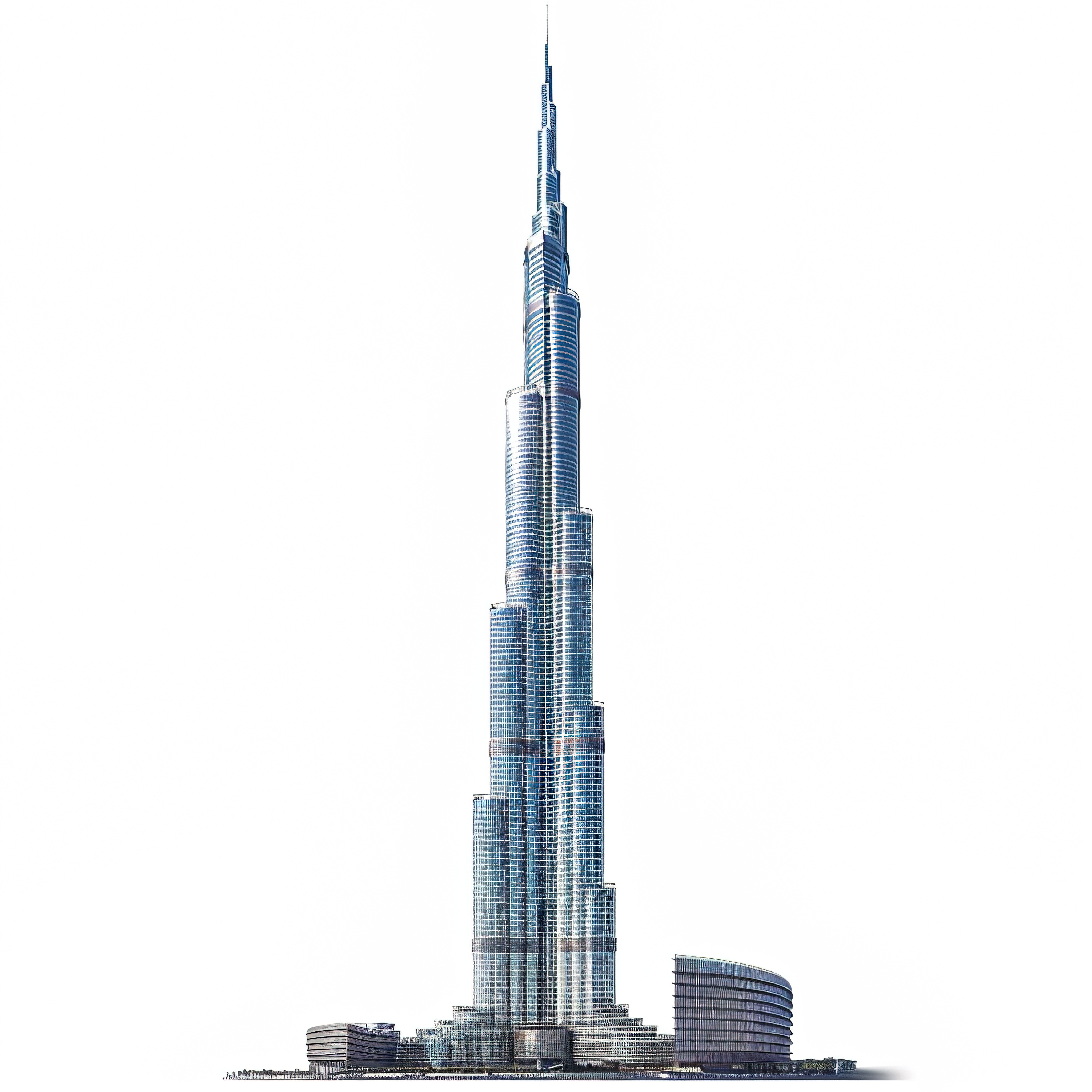 Isolated image of the Burj Khalifa on a white background, symbolizing luxury, architecture, and Dubai real estate landmarks.